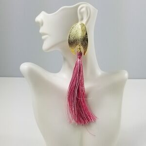 Pink colorful tassel earrings